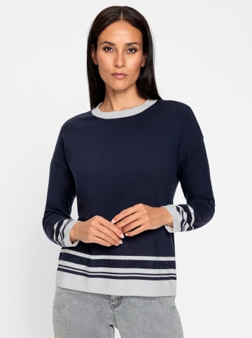 Heine Langarm-Pullover in marine-ecru-gemustert