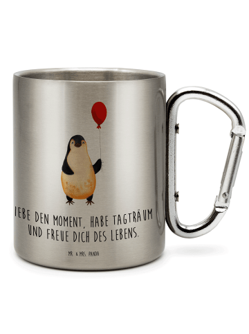 Mr. & Mrs. Panda Edelstahltasse Pinguin Luftballon mit Spruch in Silber