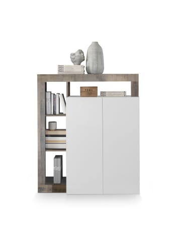 CALICOSY Buffetschrank FRANCFORT in Weiß/Eiche - (W) 108 x (H) 127 x (L) 42 cm