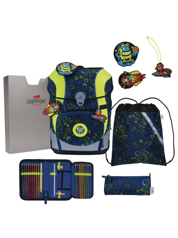 DerDieDas ErgoFlex Tiny - Schulranzen Set 5tlg. 900g (Deep Ocean) in Neon Crazy