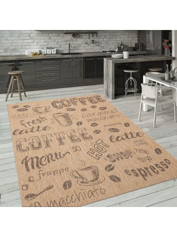 KADIMA DESIGN Teppich Kurzflor Schriftzug Wohnzimmer in Beige