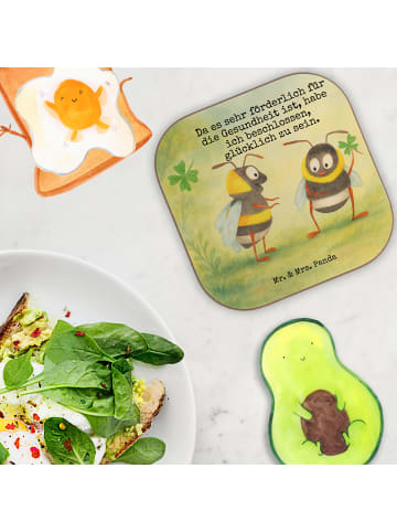 Mr. & Mrs. Panda Untersetzer Glas Hummeln Kleeblatt Design mit S... in Weiß