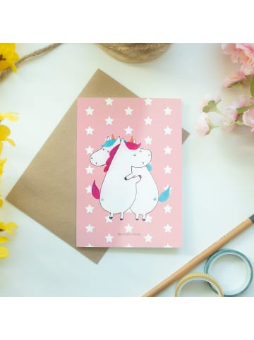 Mr. & Mrs. Panda valentinstagskarte Einhörner Umarmen ohne Spruch in Rot Pastell