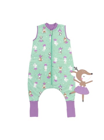 Schlummersack Schlafsack mit Füßen und umklappbaren Bündchen, 1.0 TOG in Mint-Lila