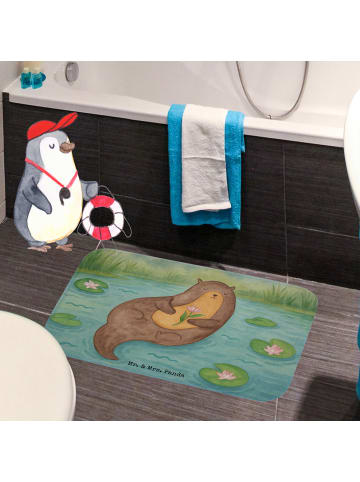 Mr. & Mrs. Panda Duschmatte Otter Seerose Design ohne Spruch in Weiß