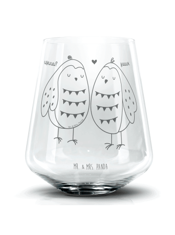 Mr. & Mrs. Panda Blümchentail Glas Eulen Liebe ohne Spruch in Transparent