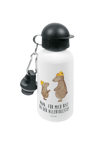 Mr. & Mrs. Panda Kindertrinkflasche Bären mit Hut mit Spruch in Weiß