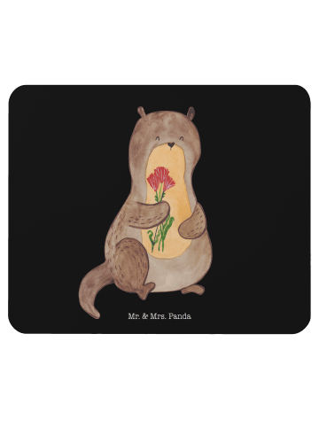 Mr. & Mrs. Panda Mousepad Otter Blumenstrauß ohne Spruch in Schwarz