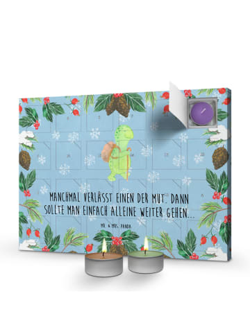 Mr. & Mrs. Panda Adventskalender Schildkröte Wanderer mit Spruch in Eisblau