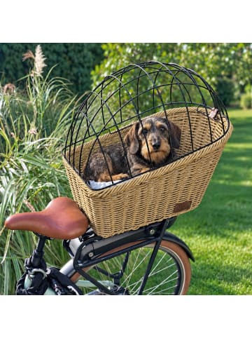 UNUS Hundefahrradkorb Weide mit Gitterabdeckung in Natur