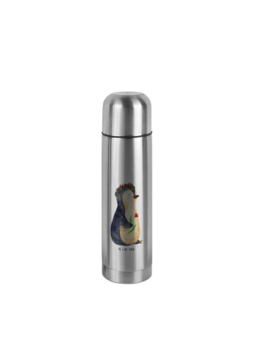 Mr. & Mrs. Panda Thermosbecher Pinguin Blumen ohne Spruch in Transparent