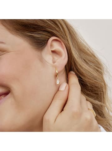 Amor Creolen Silber 925, gelbvergoldet, Perlmutt in weiß