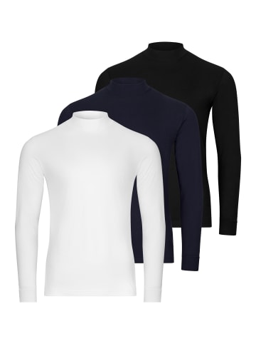 Ragman Langarmshirt Basic in Weiß / schwarz / dunkelblau