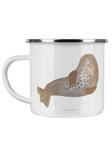 Mr. & Mrs. Panda Tasse Robbe Lachen ohne Spruch in Weiß