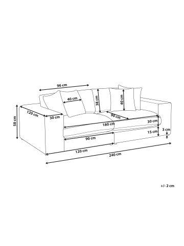 Beliani 3-Sitzer Sofa GLORVIKA II in Beige - (W) 240 x (H) 58 x (L) 120 cm