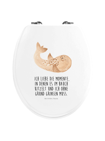 Mr. & Mrs. Panda Toilettensitz Robbe Liegen mit Spruch in Weiß