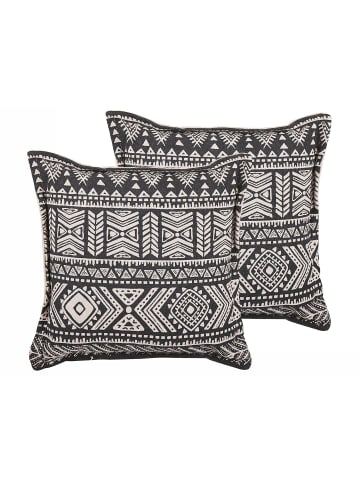 Beliani 2er-Set Dekokissen SIRVAN in Schwarz/Beige