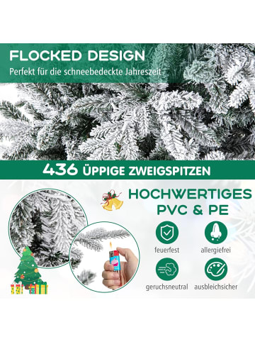 COSTWAY 135cm Künstlicher Weihnachtsbaum mit LED in Weiß