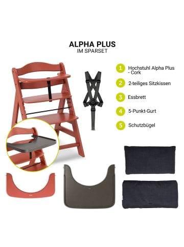 Hauck Hochstuhl Alpha Plus Cork - im Sparset inkl. in rot