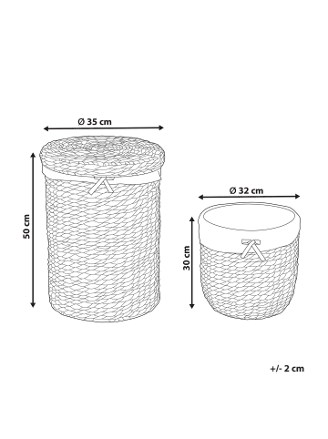 Beliani 2er-Set Wäschekorb DANANG in Naturfarben/Beige