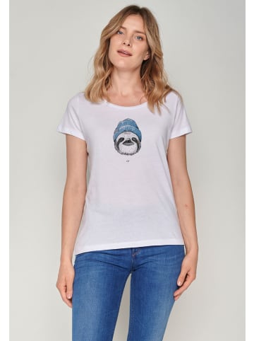 GreenBomb T-Shirt Animal Sloth Moin in Weiß