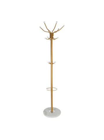 relaxdays Garderobenständer in Gold/ Weiß - (H)176,5 x Ø 36,5 cm
