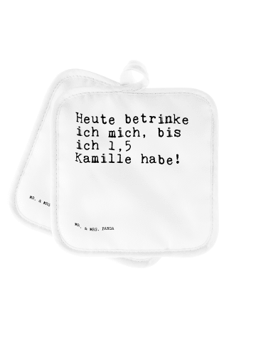 Mr. & Mrs. Panda Topflappen Heute betrinke ich mich,... mit Spruch in Weiß