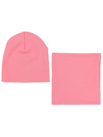 TupTam Unisex Kinder Beanie Mütze Schlauchschal Set in koralle
