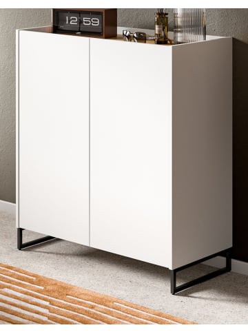 Inn.Furn Schuhschrank weiß und Artisan Eiche, Schuhkommode 90 x 97 cm, Soft-Close