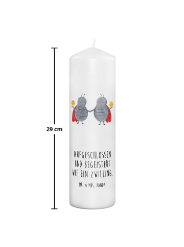 Mr. & Mrs. Panda Kerze Sternzeichen Zwilling mit Spruch in Weiß