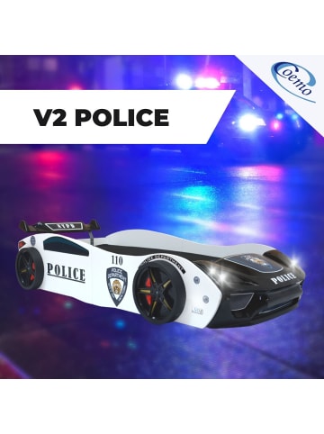 Coemo Autobett V2 POLICE mit Lattenrost in Weiß