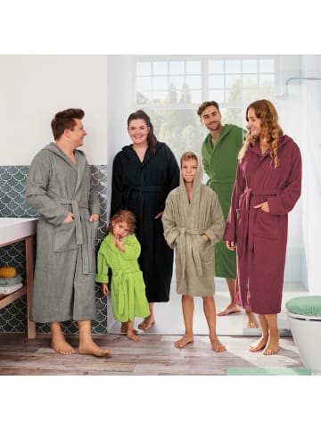 REDBEST Frottier Unisex-Bademantel mit Kapuze Chicago in grau