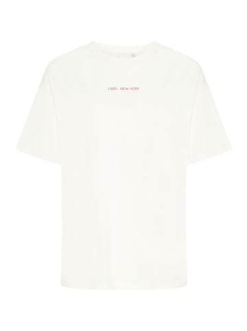 ICHI T-Shirt kurzarm IXBEXI Baggy fit in Cloud Dancer w/ racing red