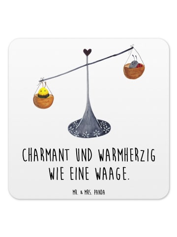 Mr. & Mrs. Panda Tischuntersetzer Sternzeichen Waage mit Spruch in Weiß