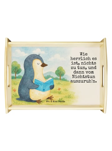 Mr. & Mrs. Panda Bett-Tablett Pinguin Buch Design mit Spruch in Weiß