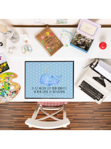 Mr. & Mrs. Panda Schreibunterlage Wal Konfetti mit Spruch in Blau Pastell