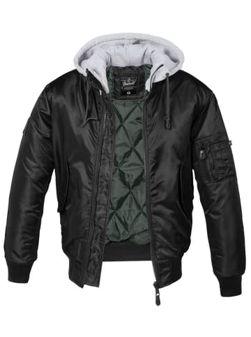 Brandit Jacke "Ma1 Sweat Hooded Jacket" in Schwarz