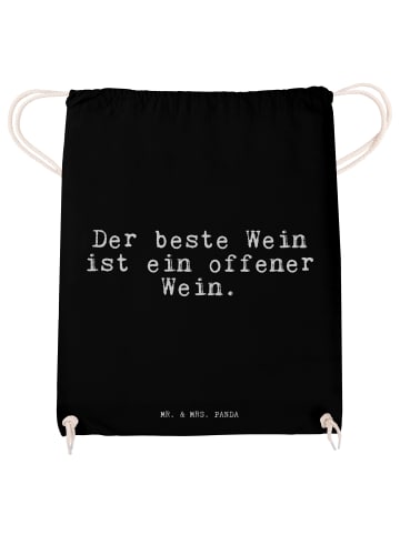 Mr. & Mrs. Panda Turnbeutel Der beste Wein ist... mit Spruch in Schwarz