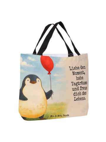 Mr. & Mrs. Panda Tote Bag Pinguin Luftballon Design mit Spruch in Weiß