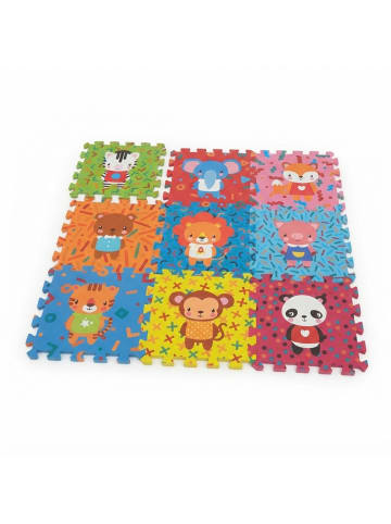 relaxdays 9tlg. Puzzlematte "Tiere" in Bunt - (B)86 x (T)86 cm