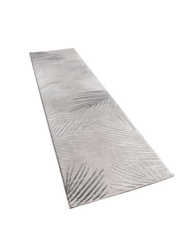 KADIMA DESIGN Teppich Kurzflor Blätter Wohnzimmer in Grau