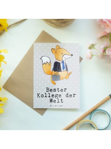 Mr. & Mrs. Panda Glückwunschkarte Fuchs Bester Kollege der Welt ... in Grau Pastell