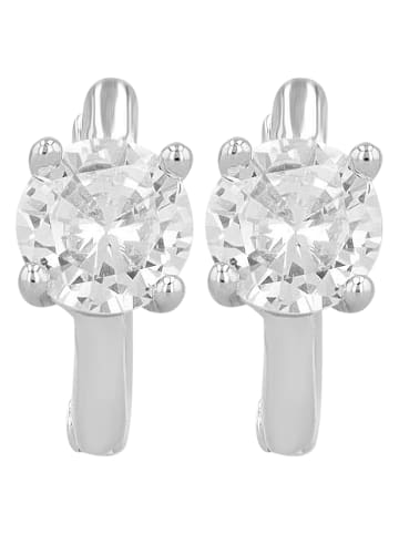 Adeliás Damen Ohrringe – Klappcreole aus 925 Silber mit Zirkonia in silber