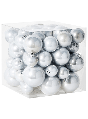 Beliani 60er-Set Weihnachtsbaumkugeln TINNSJA in Silber
