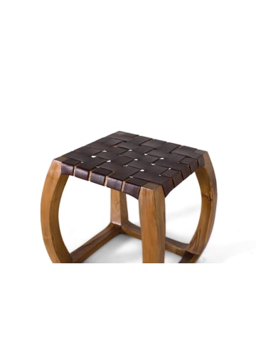 Giner y Colomer Handgefertigter Hocker aus massivem Mindi-Holz in Brown