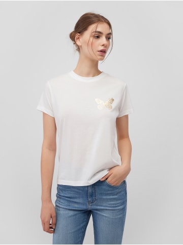 Mavi Jeans 2er-SET T-Shirt mit goldenem Schmetterling-Motiv, Rundhals in Weiß