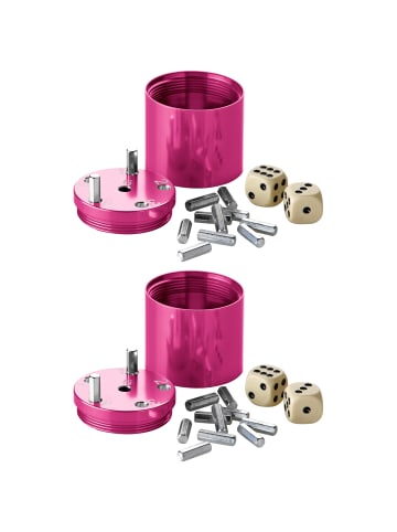 Bestsaller 2er-Set: Würfelspiel SUPER SIX Aluminum in Pink