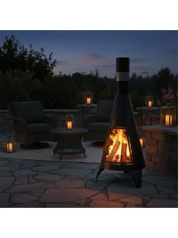 relaxdays Terrassenofen in Schwarz H(120) x Ø 45 cm
