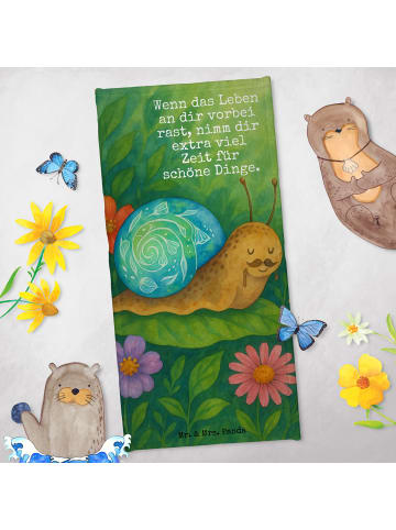 Mr. & Mrs. Panda Handtuch Schnecke Sir Design mit Spruch in Gelb Pastell