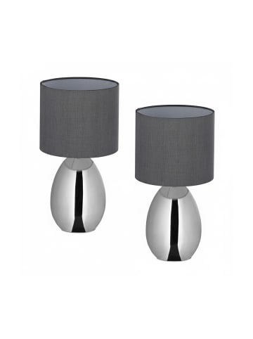 relaxdays 2 x Nachttischlampe in Silber - (H)33,5 x Ø 18 cm